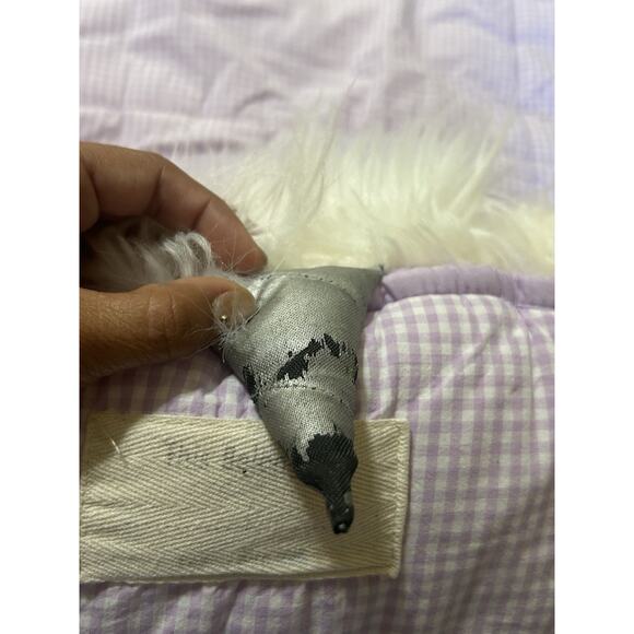 Pottery Barn Kids Shaggy Unicorn SLEEPING BAG Purple Gingham Checkered Sleepover - Picture 5 of 11